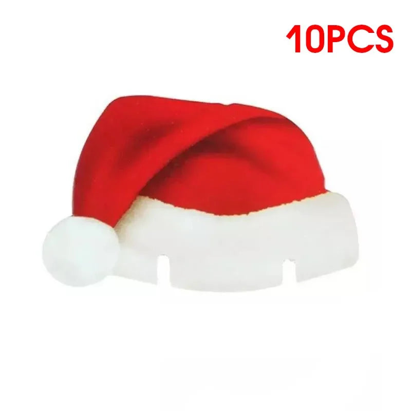 10pc/set Wine Cup Card Christmas Decor Santa Hat Glass Decor Xmas Tree Snowman Home Decoration Decor 2024 New Year Accessories