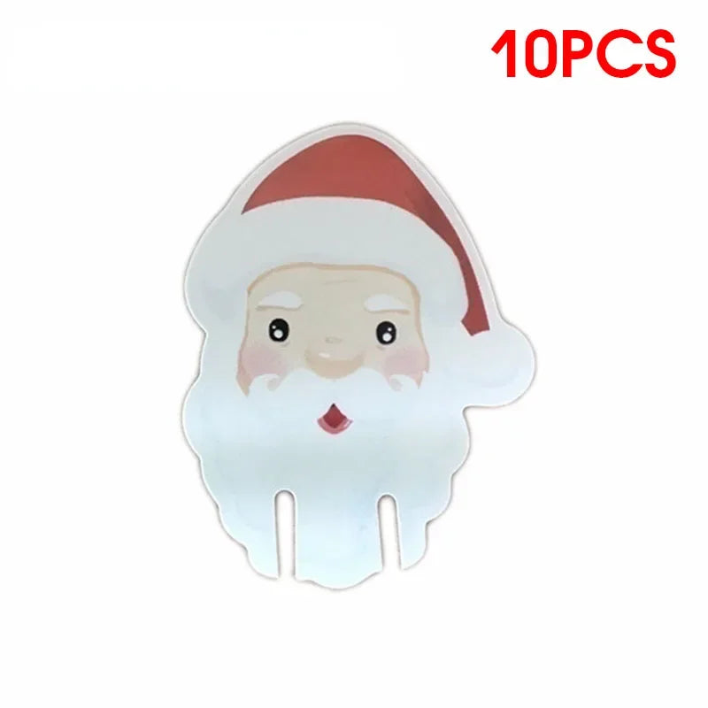 10pc/set Wine Cup Card Christmas Decor Santa Hat Glass Decor Xmas Tree Snowman Home Decoration Decor 2024 New Year Accessories