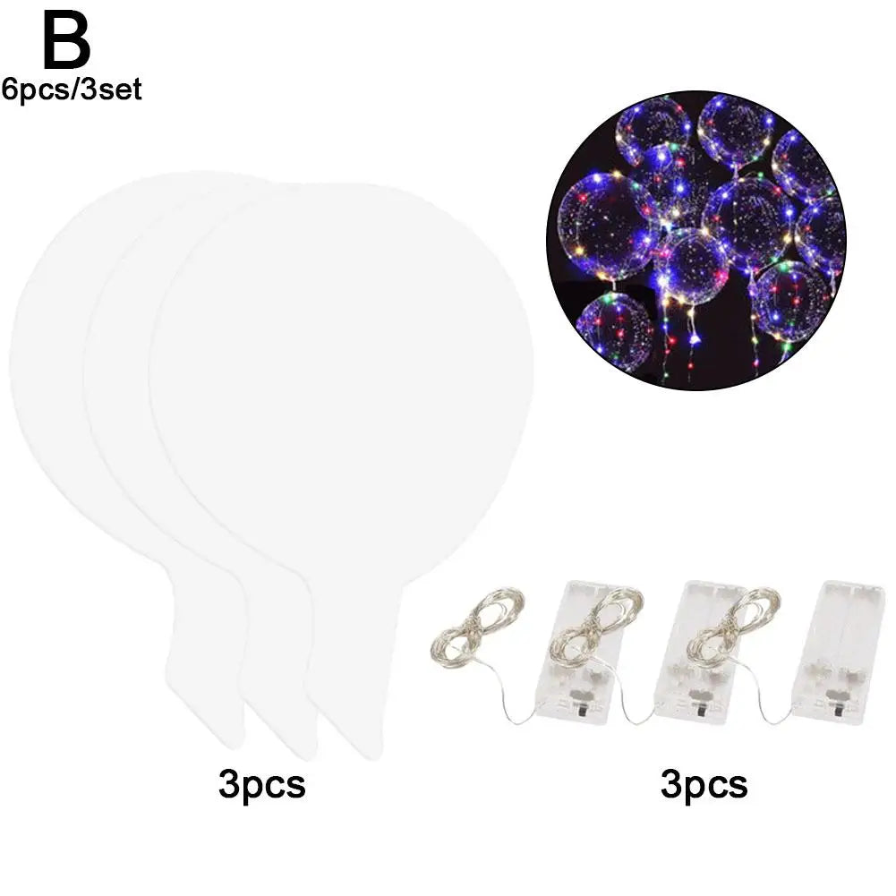 3set Transparent Led Balloons Light Up Balloons With Light Strap Bobo Balloons For Party Birthday Anniversary Wedding Decoration