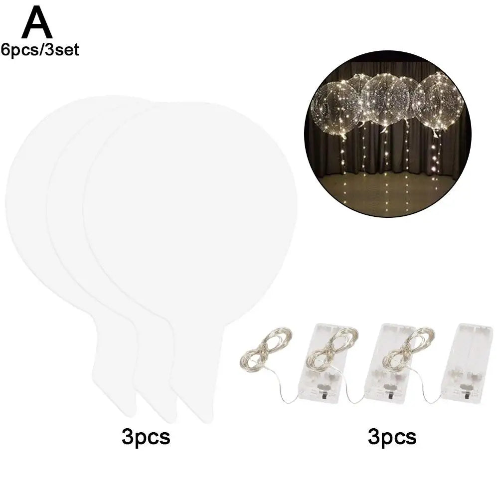 3set Transparent Led Balloons Light Up Balloons With Light Strap Bobo Balloons For Party Birthday Anniversary Wedding Decoration