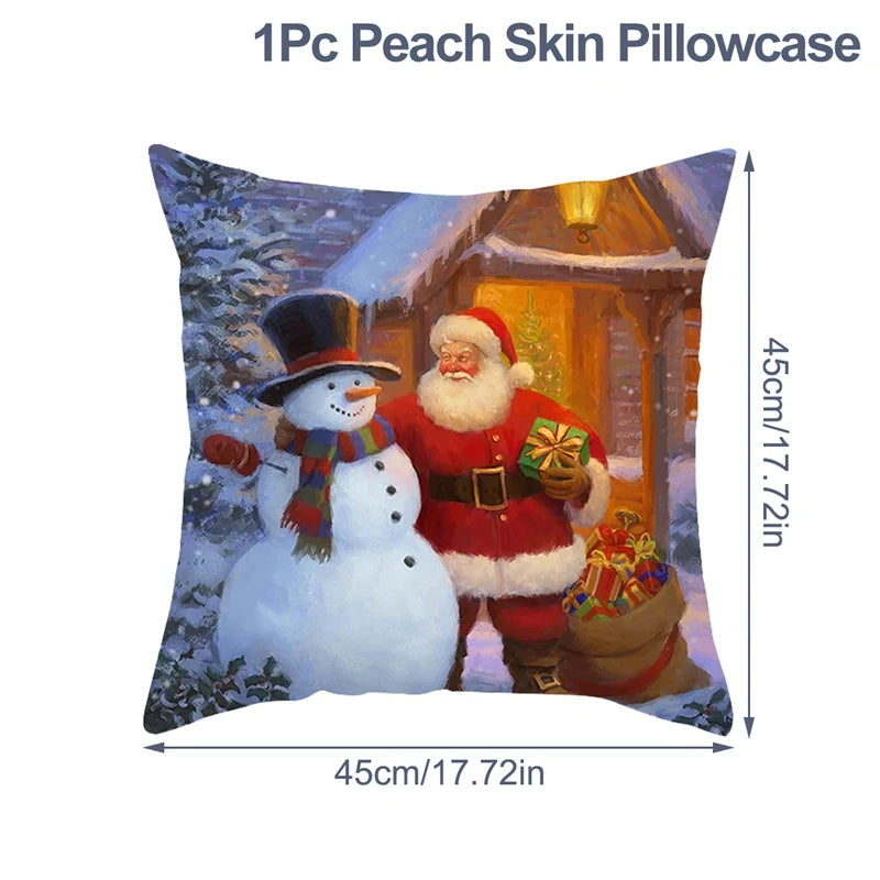 Christmas Cushion Cover Xmas Decorations For Home 2024 Merry Christmas Ornament Pillowcase Natal Navidad New Year 2025 Gifts