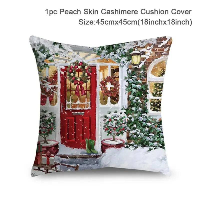 Christmas Cushion Cover Xmas Decorations For Home 2024 Merry Christmas Ornament Pillowcase Natal Navidad New Year 2025 Gifts