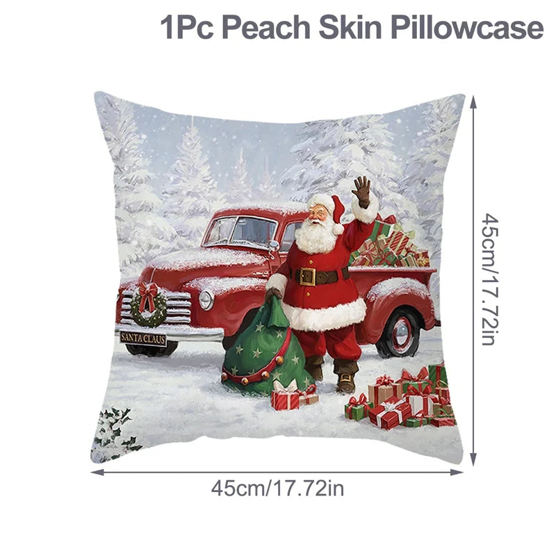 Christmas Cushion Cover Xmas Decorations For Home 2024 Merry Christmas Ornament Pillowcase Natal Navidad New Year 2025 Gifts