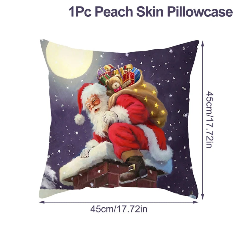 Christmas Cushion Cover Xmas Decorations For Home 2024 Merry Christmas Ornament Pillowcase Natal Navidad New Year 2025 Gifts