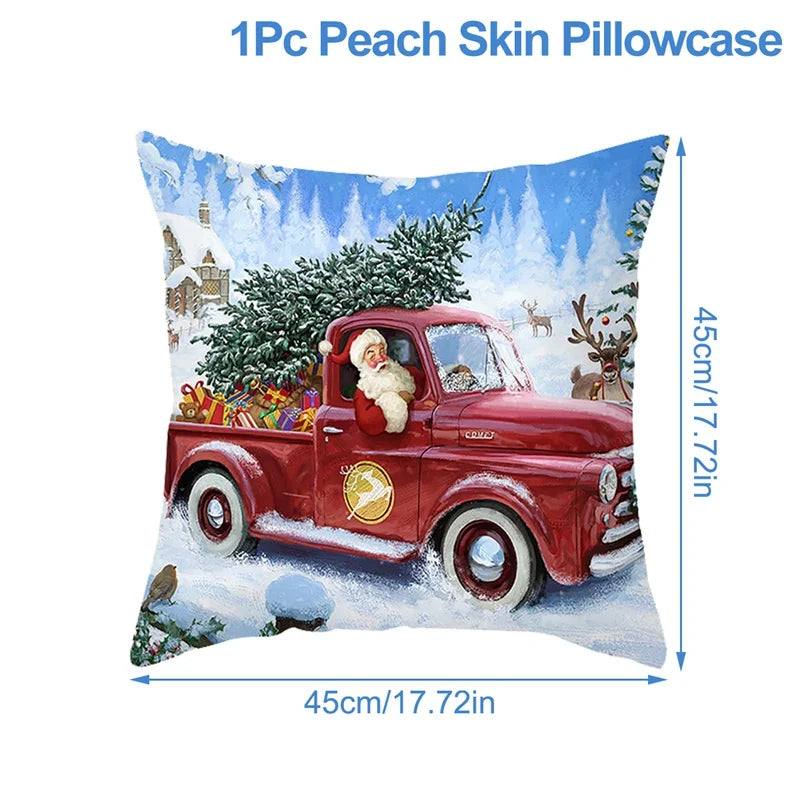 Christmas Cushion Cover Xmas Decorations For Home 2024 Merry Christmas Ornament Pillowcase Natal Navidad New Year 2025 Gifts