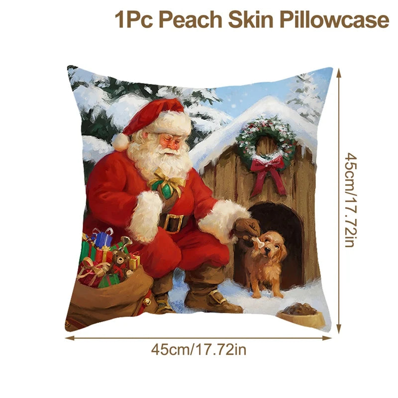 Christmas Cushion Cover Xmas Decorations For Home 2024 Merry Christmas Ornament Pillowcase Natal Navidad New Year 2025 Gifts