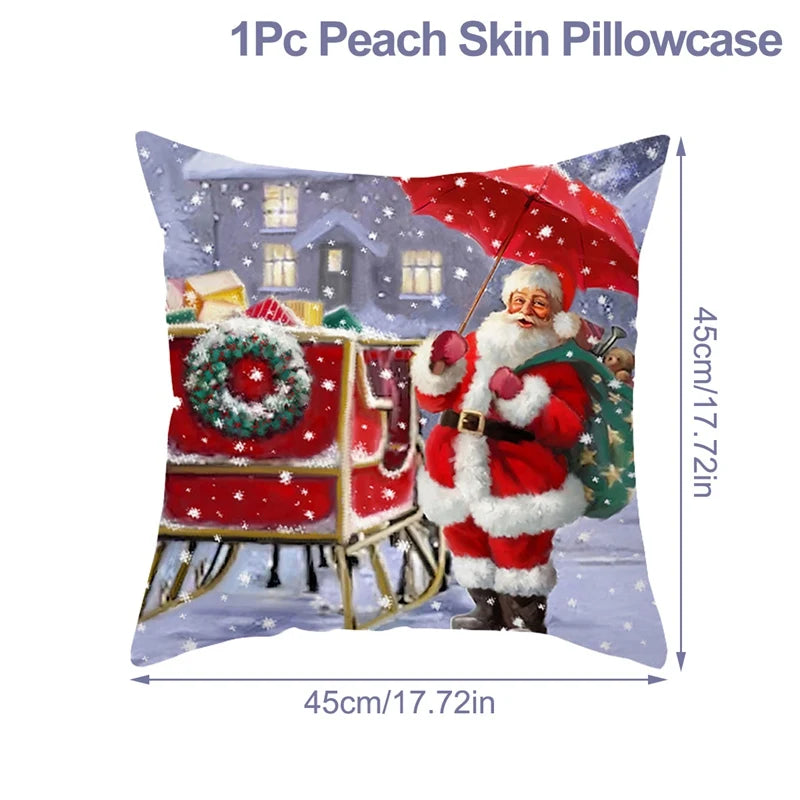 Christmas Cushion Cover Xmas Decorations For Home 2024 Merry Christmas Ornament Pillowcase Natal Navidad New Year 2025 Gifts