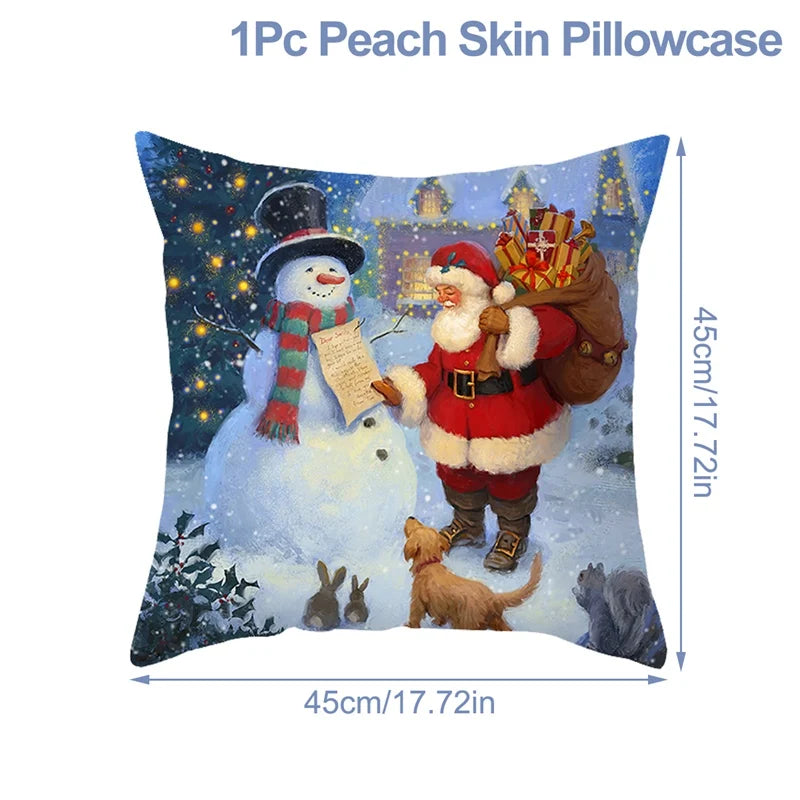 Christmas Cushion Cover Xmas Decorations For Home 2024 Merry Christmas Ornament Pillowcase Natal Navidad New Year 2025 Gifts
