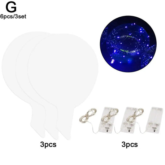 3set Transparent Led Balloons Light Up Balloons With Light Strap Bobo Balloons For Party Birthday Anniversary Wedding Decoration