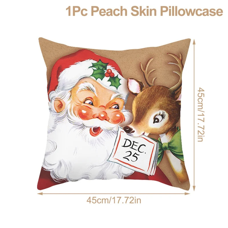 Christmas Cushion Cover Xmas Decorations For Home 2024 Merry Christmas Ornament Pillowcase Natal Navidad New Year 2025 Gifts
