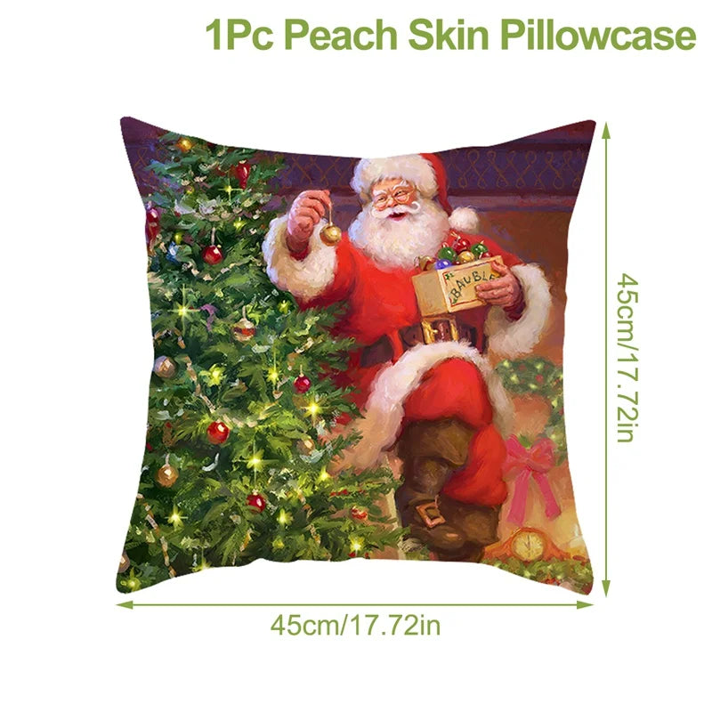Christmas Cushion Cover Xmas Decorations For Home 2024 Merry Christmas Ornament Pillowcase Natal Navidad New Year 2025 Gifts
