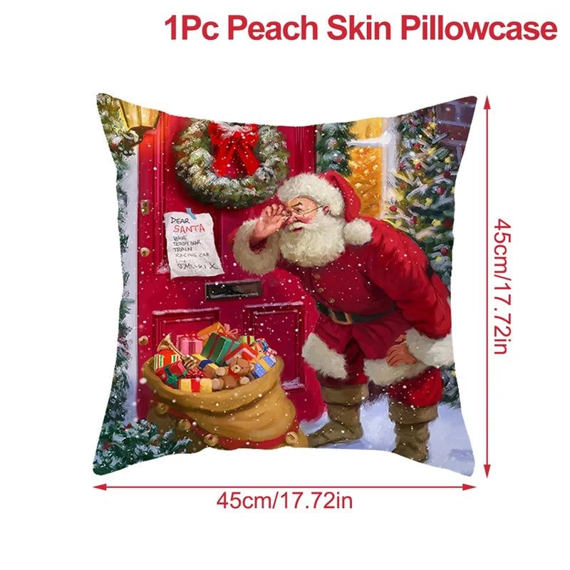 Christmas Cushion Cover Xmas Decorations For Home 2024 Merry Christmas Ornament Pillowcase Natal Navidad New Year 2025 Gifts