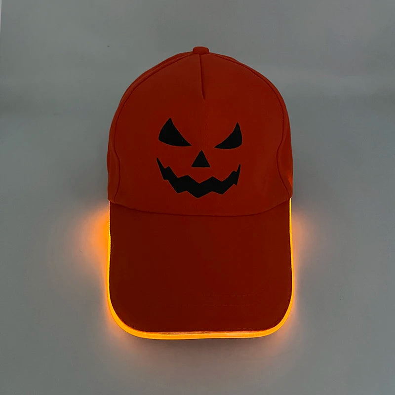 LED Light up Baseball Hat Flashing Glow Rave Party Cap Halloween trick or treat funny Pumpkin hat for man women cosplay costume