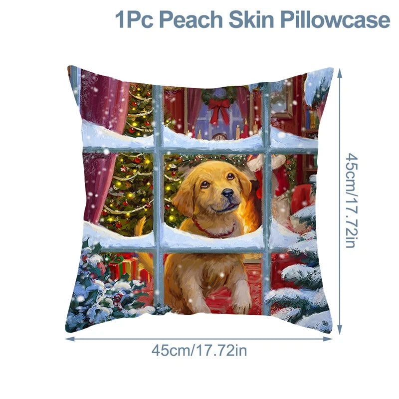 Christmas Cushion Cover Xmas Decorations For Home 2024 Merry Christmas Ornament Pillowcase Natal Navidad New Year 2025 Gifts
