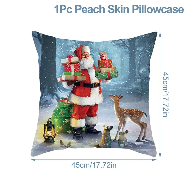 Christmas Cushion Cover Xmas Decorations For Home 2024 Merry Christmas Ornament Pillowcase Natal Navidad New Year 2025 Gifts