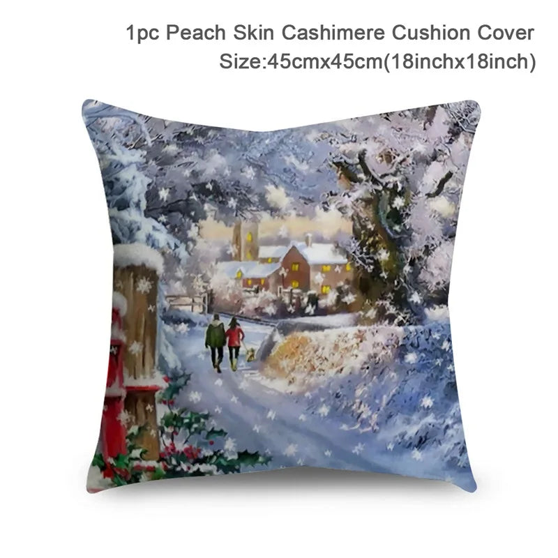 Christmas Cushion Cover Xmas Decorations For Home 2024 Merry Christmas Ornament Pillowcase Natal Navidad New Year 2025 Gifts