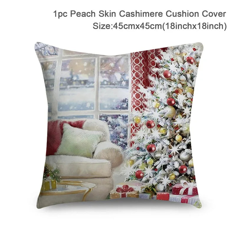 Christmas Cushion Cover Xmas Decorations For Home 2024 Merry Christmas Ornament Pillowcase Natal Navidad New Year 2025 Gifts