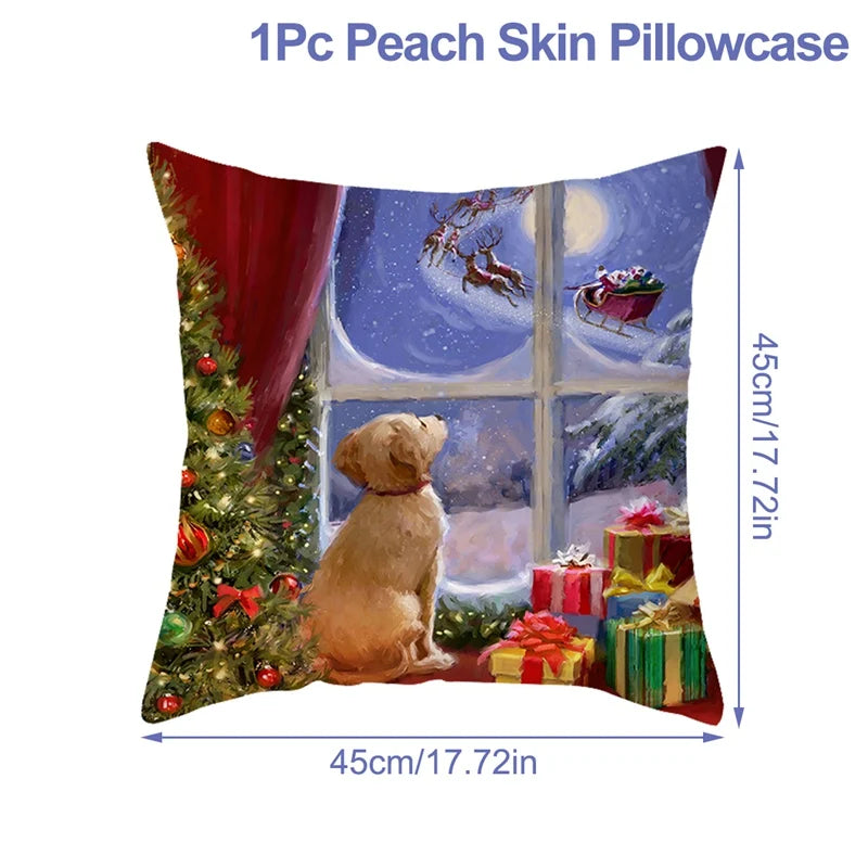 Christmas Cushion Cover Xmas Decorations For Home 2024 Merry Christmas Ornament Pillowcase Natal Navidad New Year 2025 Gifts
