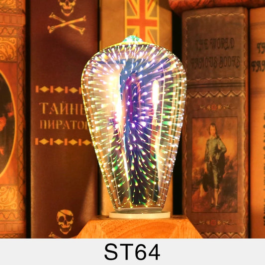 3D Decoration Edison LED Bulb E27 6W 85-265V Vintage Light Bulb Star Fireworks Lamp Holiday Night Light Novelty Christmas Tree