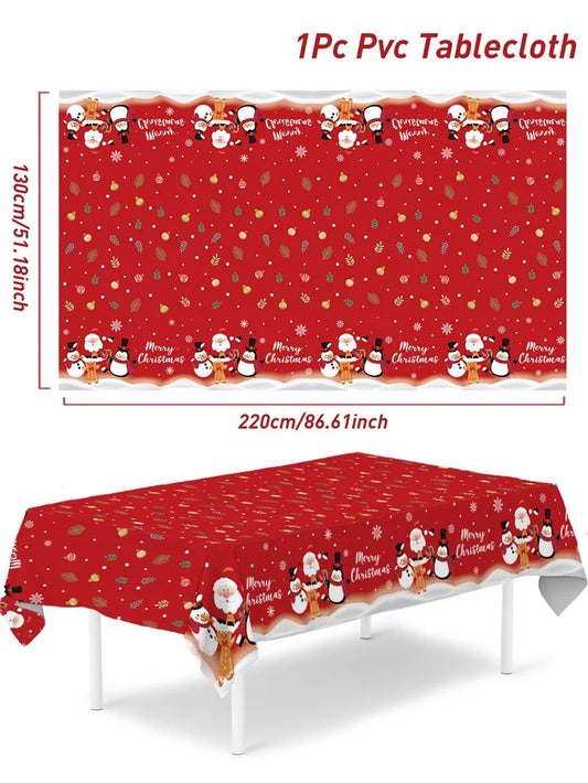 Santa Claus Elk Deer Tablecloth Merry Christmas Decors for Home 2024 Table Cover Xmas Ornament Navidad Natal New Year Gift 2025